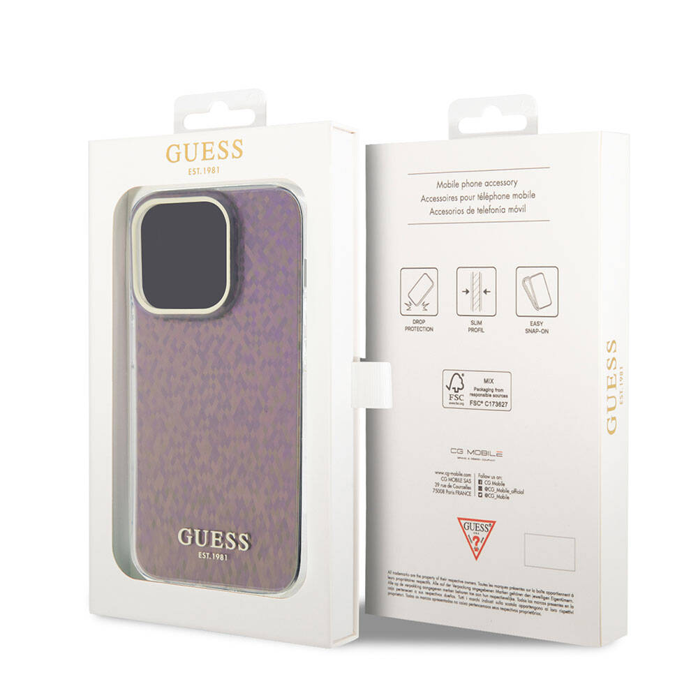 Futrola za Apple iPhone 15 Pro, Guess, IML Faceted Mirror Disco Iridescent, Roze