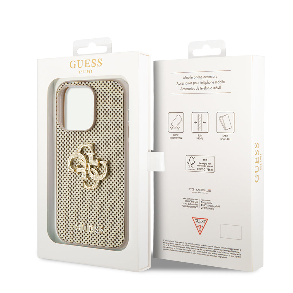 Futrola za Apple iPhone 15 Pro, Guess, Perforated 4G, Zlatna