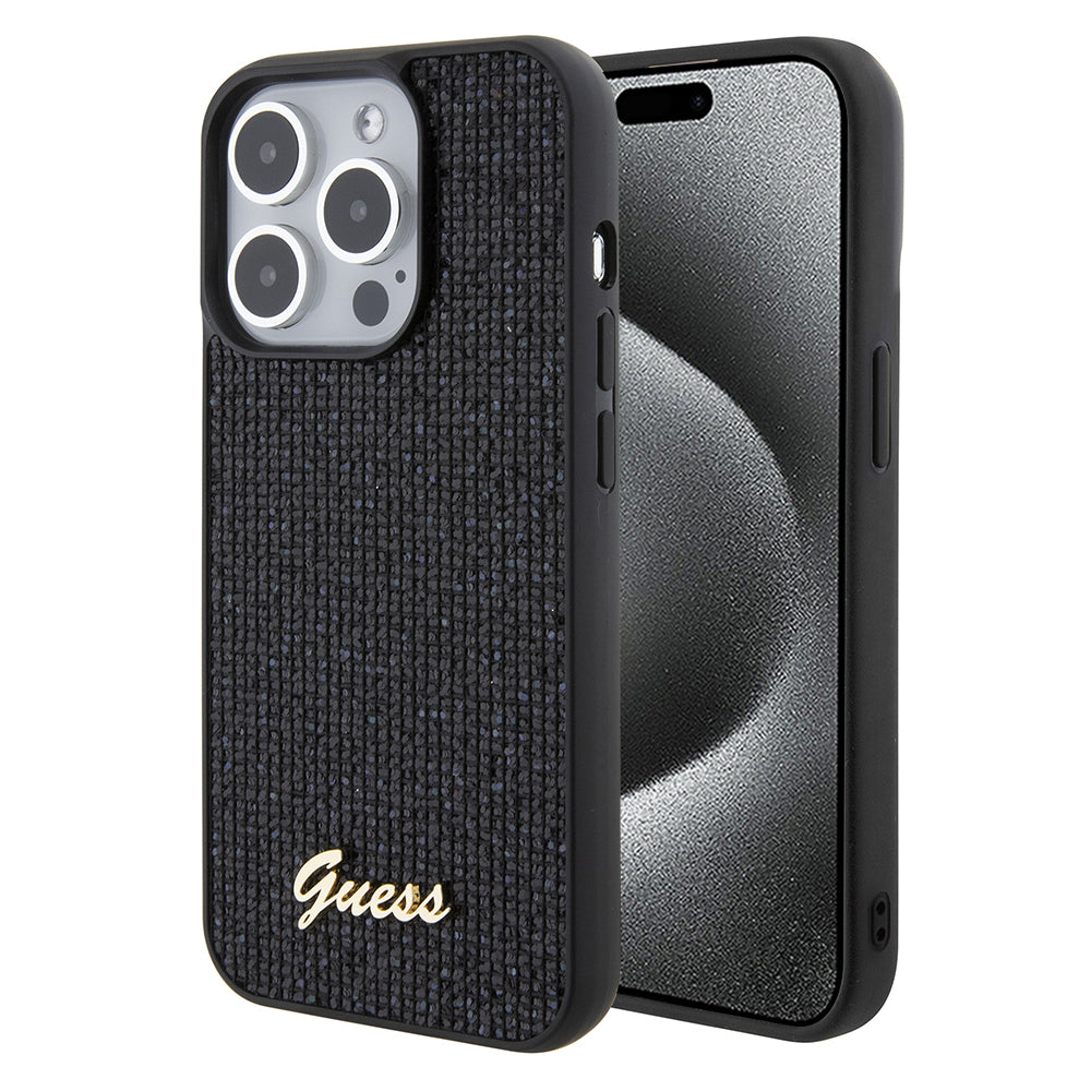 Futrola za Apple iPhone 15 Pro, Guess, PU Square Mirror Script Logo, Crna GUHCP15LPMSDGSK