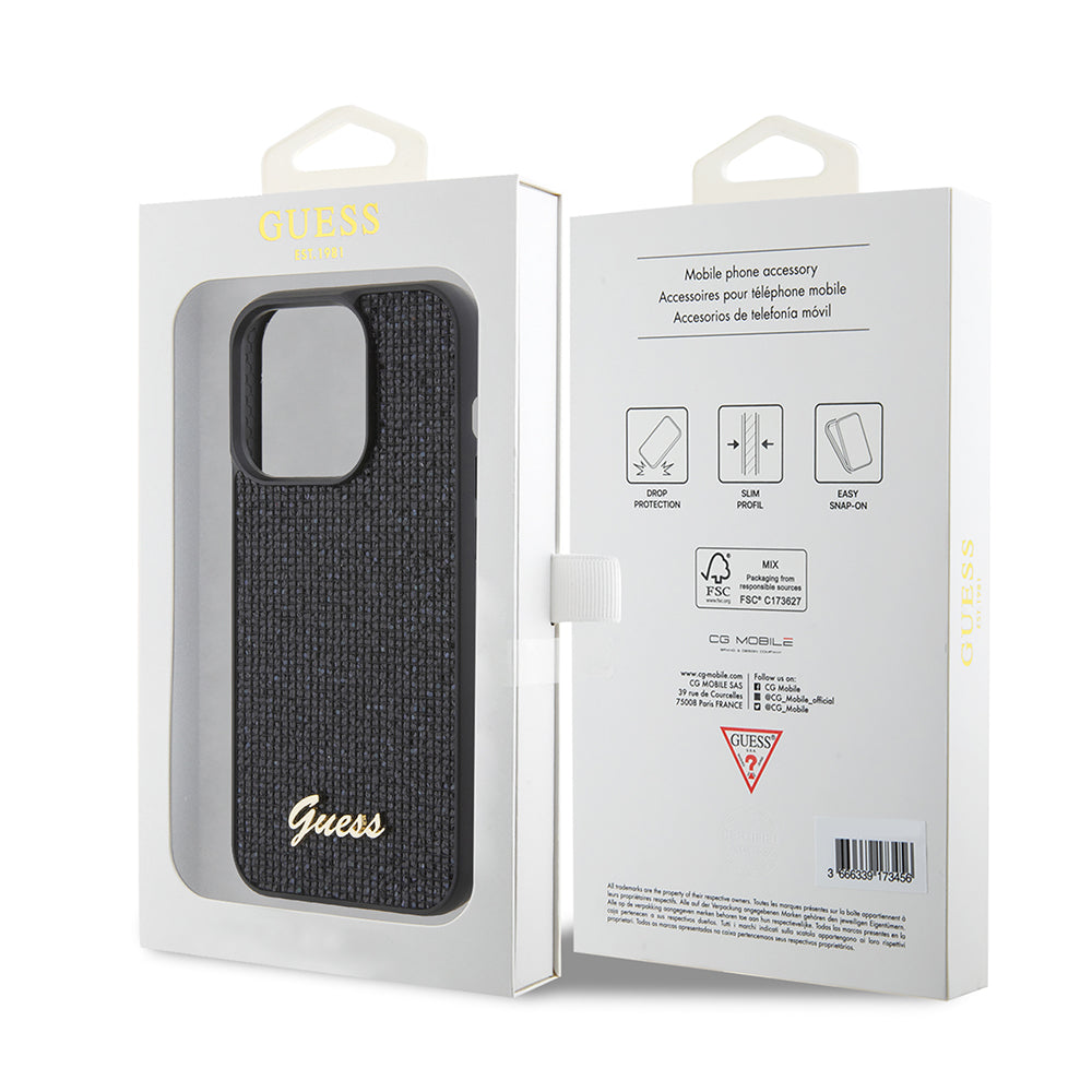 Futrola za Apple iPhone 15 Pro, Guess, PU Square Mirror Script Logo, Crna GUHCP15LPMSDGSK