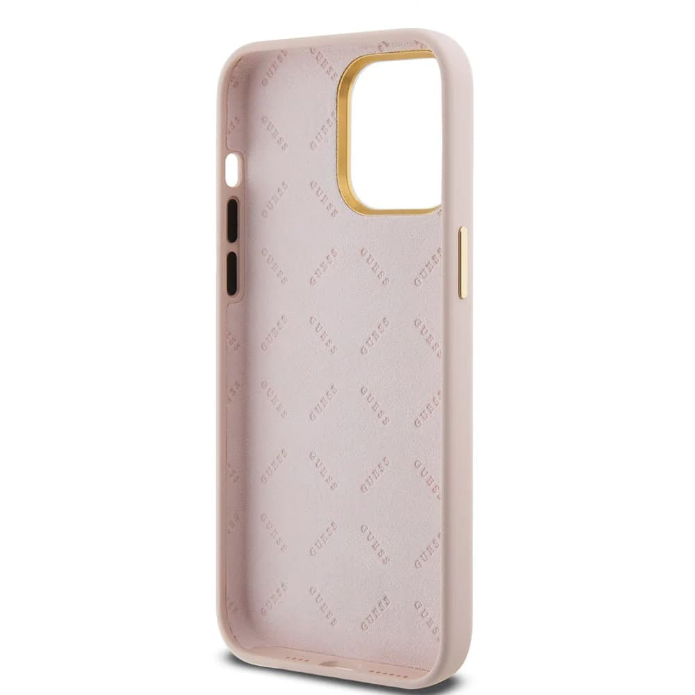 Futrola za Apple iPhone 15 Pro, Guess, Script Metal Logo & Frame, Svetlo Roze