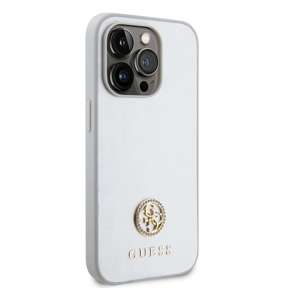 Futrola za Apple iPhone 15 Pro, Guess, Strass Metal Logo, Srebrna