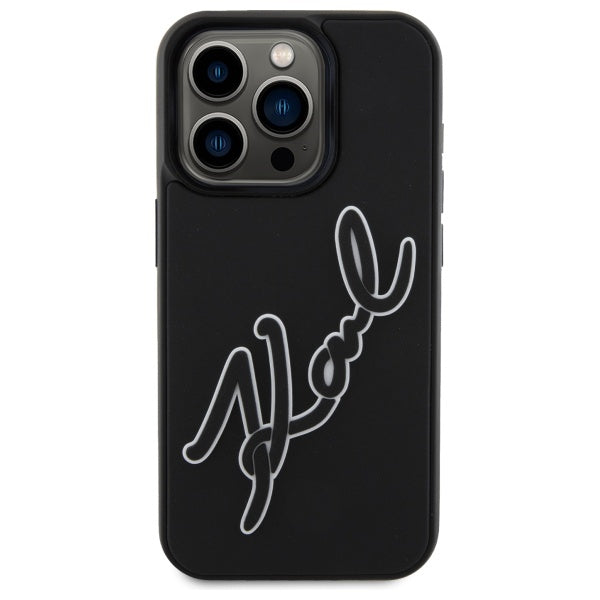 Futrola za Apple iPhone 15 Pro, Karl Lagerfeld, 3D Rubber Signature, Crna