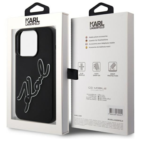 Futrola za Apple iPhone 15 Pro, Karl Lagerfeld, 3D Rubber Signature, Crna