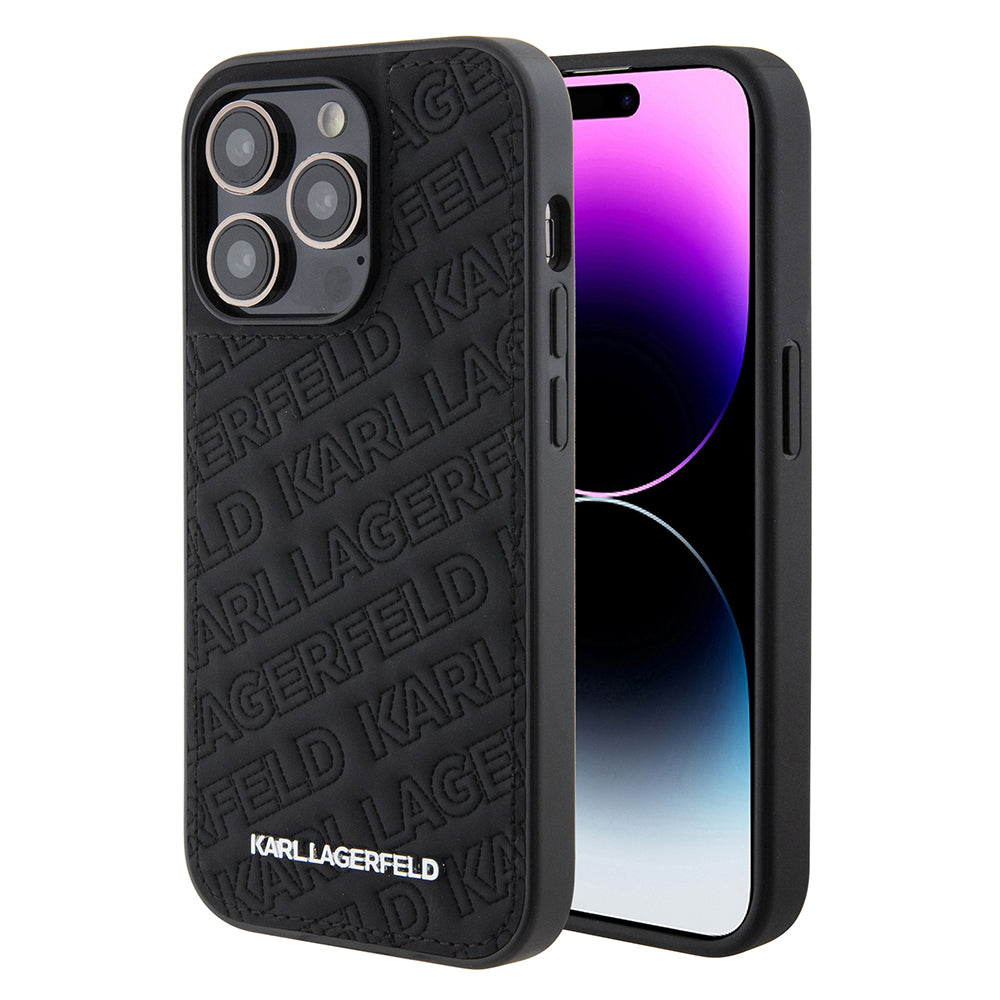 Futrola za Apple iPhone 15 Pro, Karl Lagerfeld, Diagonal Quilted K Pattern, Crna