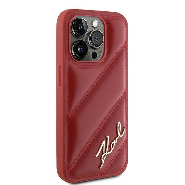 Futrola za Apple iPhone 15 Pro, Karl Lagerfeld, Diagonal Quilted Script, Rozi