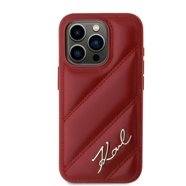 Futrola za Apple iPhone 15 Pro, Karl Lagerfeld, Diagonal Quilted Script, Rozi