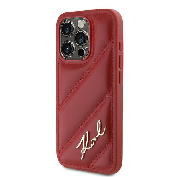 Futrola za Apple iPhone 15 Pro, Karl Lagerfeld, Diagonal Quilted Script, Rozi