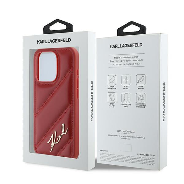 Futrola za Apple iPhone 15 Pro, Karl Lagerfeld, Diagonal Quilted Script, Rozi
