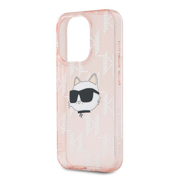 Futrola za Apple iPhone 15 Pro, Karl Lagerfeld, IML Luxury Monogram Choupette's Head, Roze