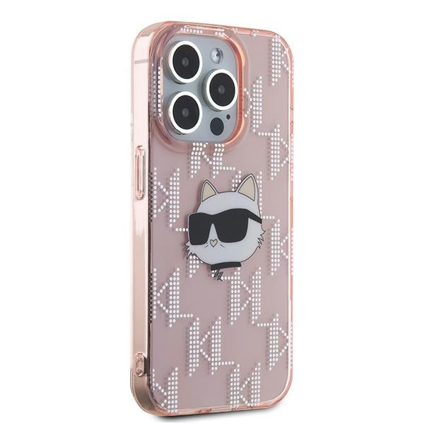 Futrola za Apple iPhone 15 Pro, Karl Lagerfeld, IML Luxury Monogram Choupette's Head, Roze