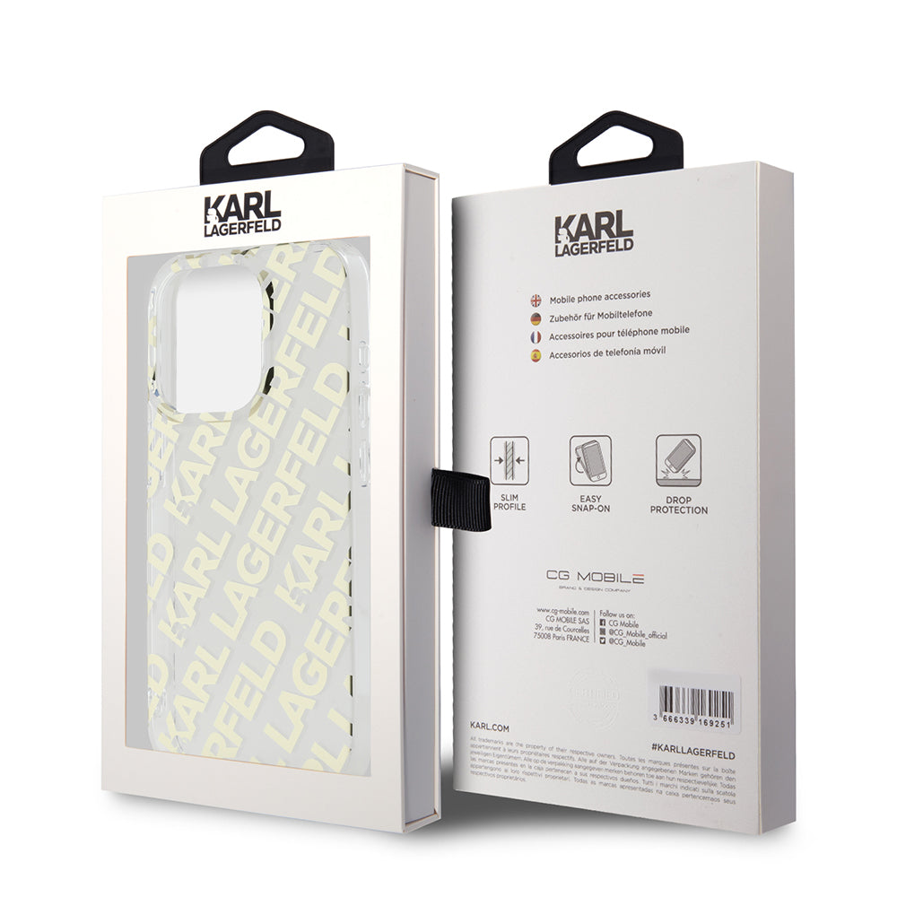 Futrola za Apple iPhone 15 Pro, Karl Lagerfeld, IML Luxury Monogram KL Pattern with Strap, Crna