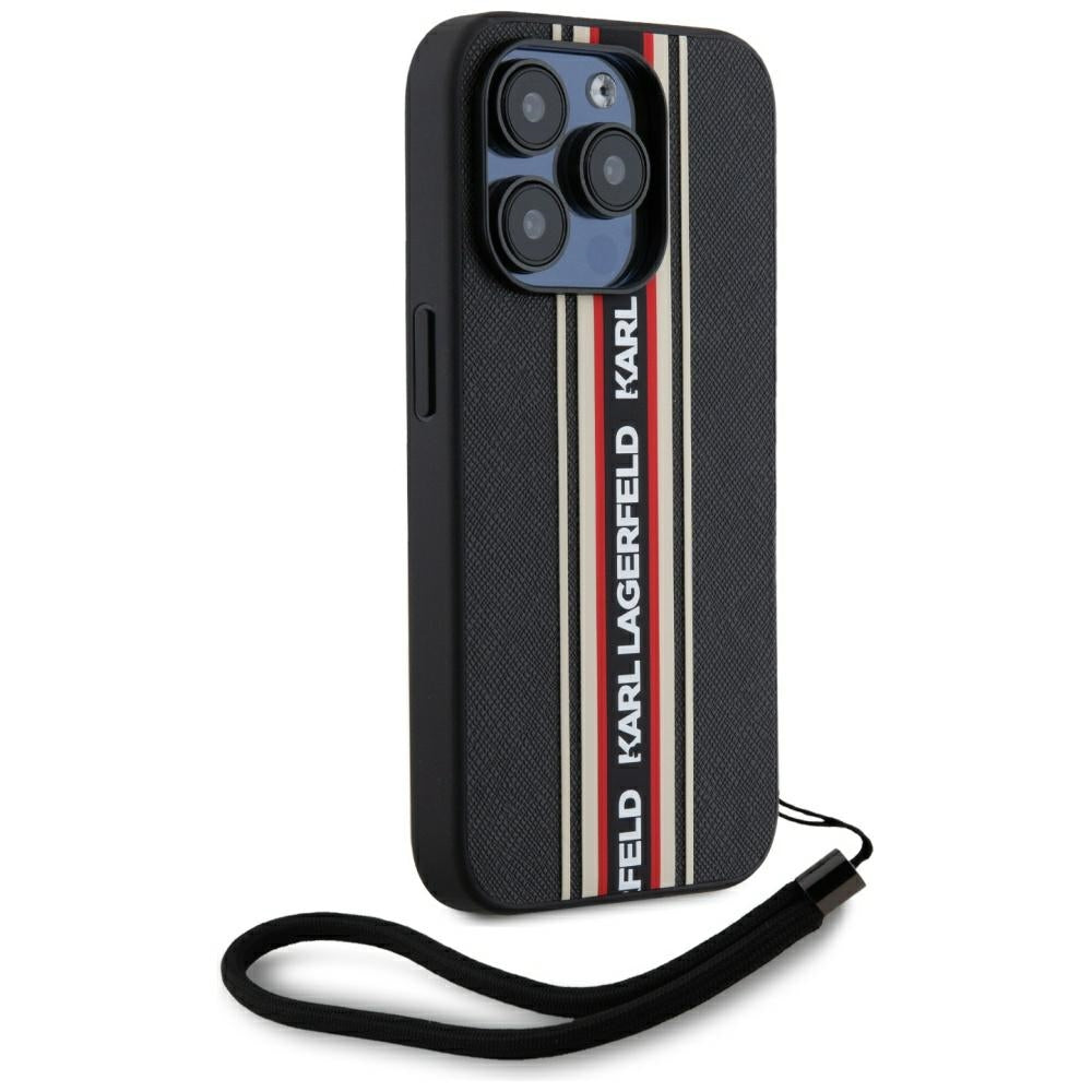 Futrola za Apple iPhone 15 Pro, Karl Lagerfeld, Saffiano Athleisure Stripes with Strap, Rosie