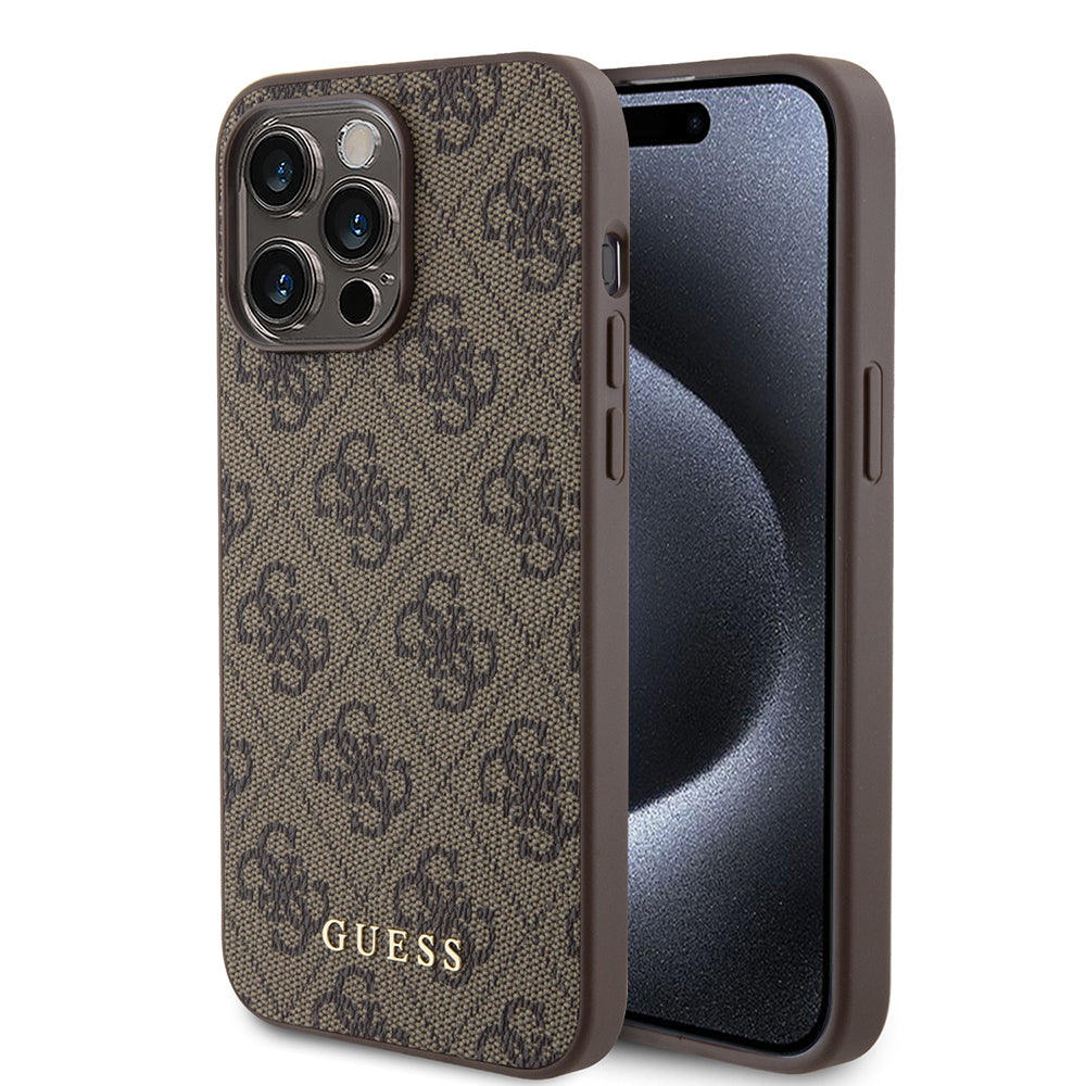 Futrola za Apple iPhone 15 Pro Max, Guess, 4G Metal Gold Logo, Braon