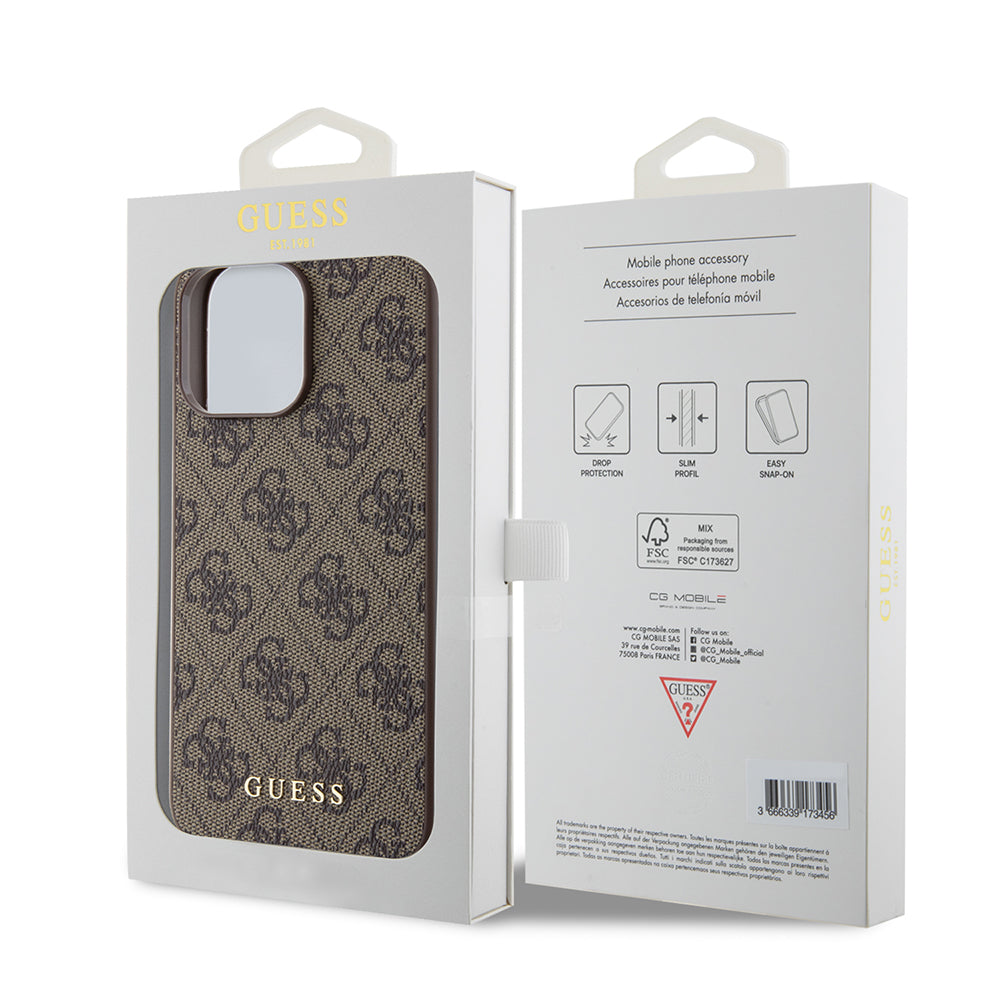Futrola za Apple iPhone 15 Pro Max, Guess, 4G Metal Gold Logo, Braon