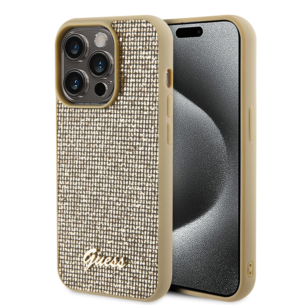 Futrola za Apple iPhone 15 Pro Max, Guess, Disco Metal Script, Zlatna