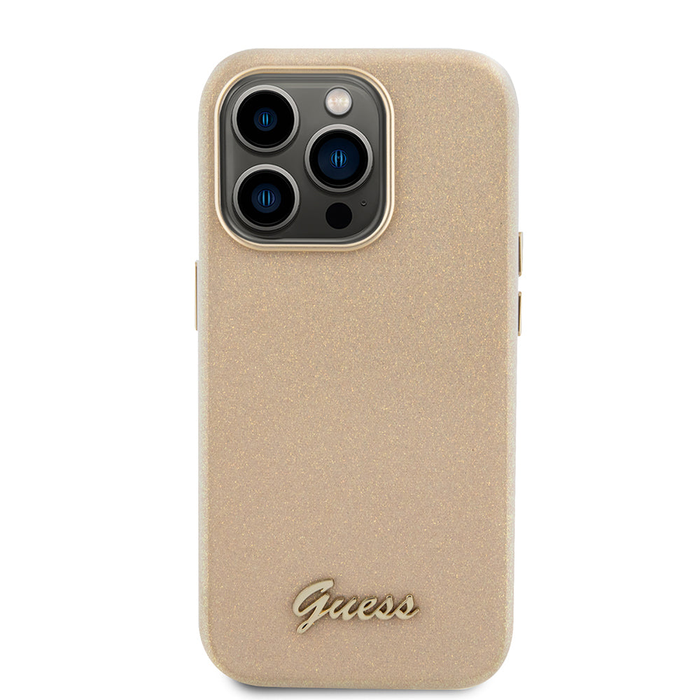 Futrola za Apple iPhone 15 Pro Max, Guess, Glitter Glossy Script, Bež