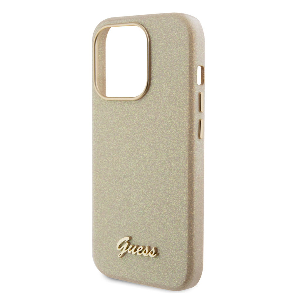 Futrola za Apple iPhone 15 Pro Max, Guess, Glitter Glossy Script, Bež