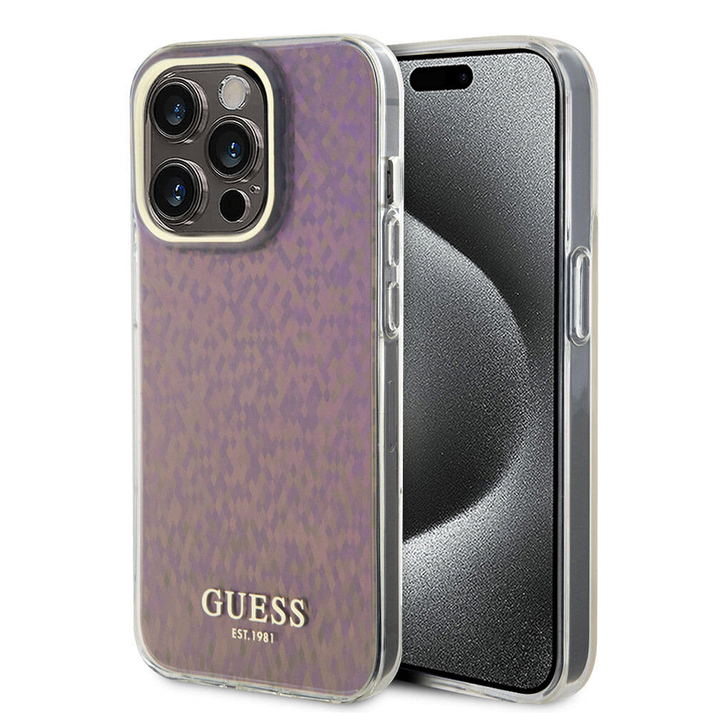 Futrola za Apple iPhone 15 Pro Max, Guess, IML Faceted Mirror Disco Iridescent, Roze