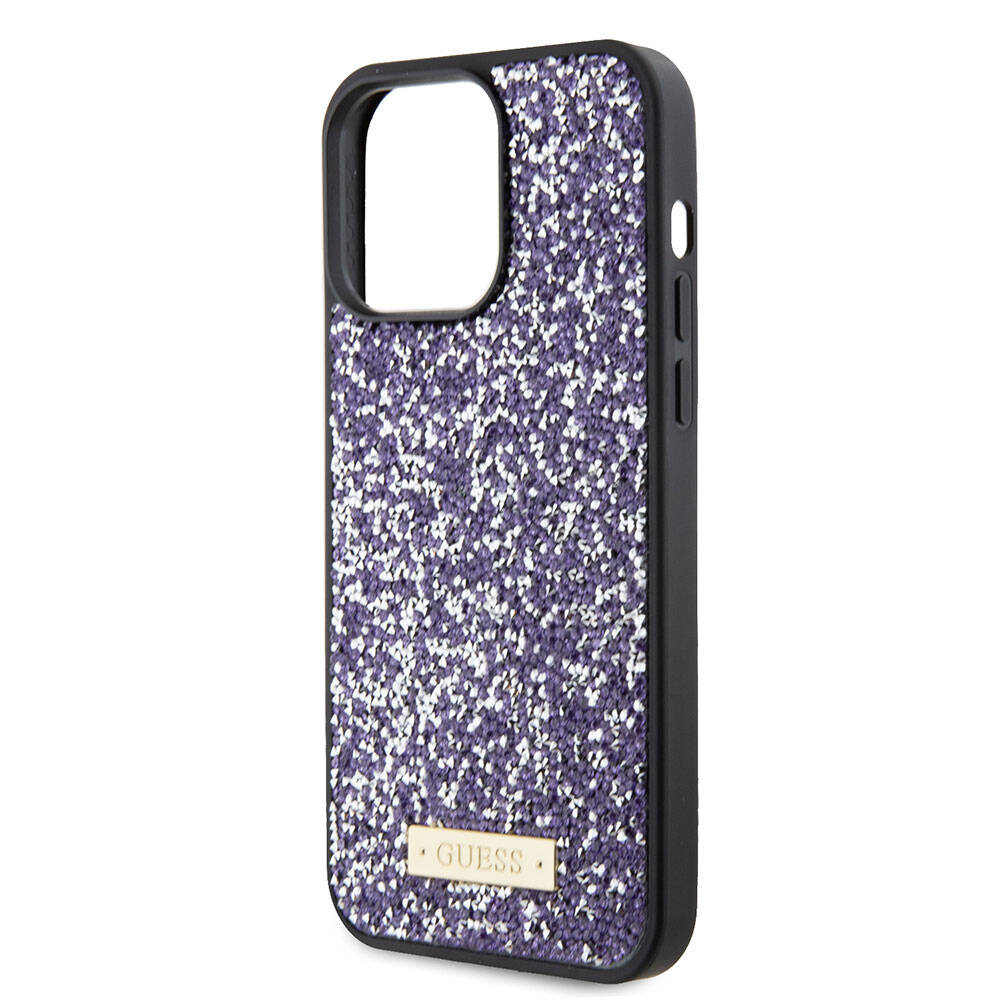 Futrola za Apple iPhone 15 Pro, Guess, Rhinestone Metal Logo, Ljubičasta
