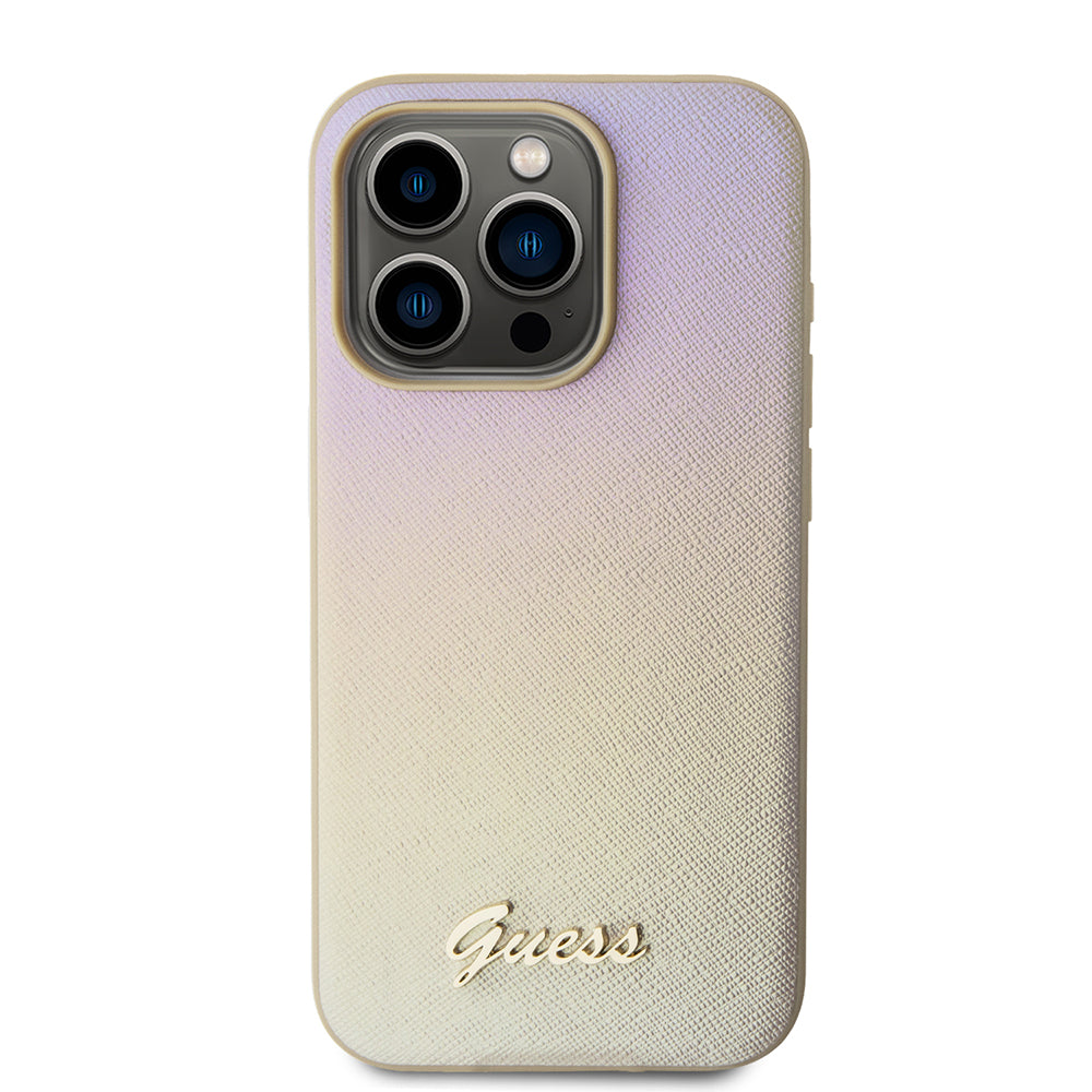 Futrola za Apple iPhone 15 Pro Max, Guess, Saffiano Iridescent Script, Zlatna
