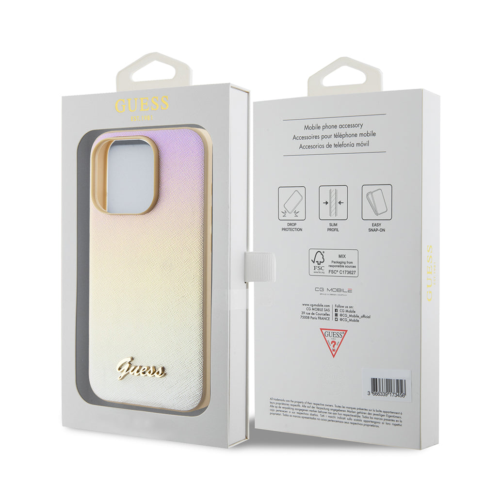 Futrola za Apple iPhone 15 Pro Max, Guess, Saffiano Iridescent Script, Zlatna