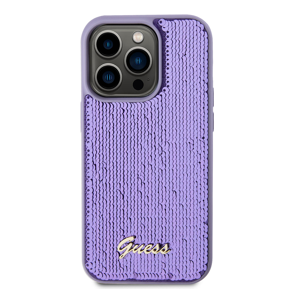 Futrola za Apple iPhone 15 Pro Max, Guess, Sequin Script Metal, Ljubičasta