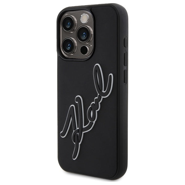 Futrola za Apple iPhone 15 Pro Max, Karl Lagerfeld, 3D Rubber Signature, Crna