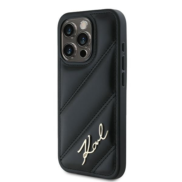Futrola za Apple iPhone 15 Pro Max, Karl Lagerfeld, Diagonal Quilted Script, Crna