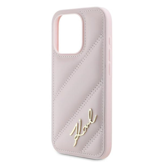 Futrola za Apple iPhone 15 Pro Max, Karl Lagerfeld, Diagonal Quilted Script, Roze
