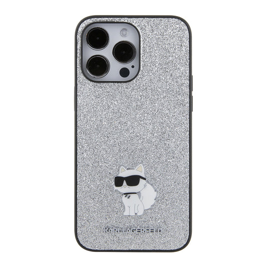 Futrola za Apple iPhone 15 Pro Max, Karl Lagerfeld, Glitter Fixed Choupette Logo, Srebrna