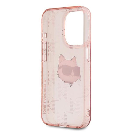 Futrola za Apple iPhone 15 Pro Max, Karl Lagerfeld, IML Luxury Monogram Choupette's Head, Roze