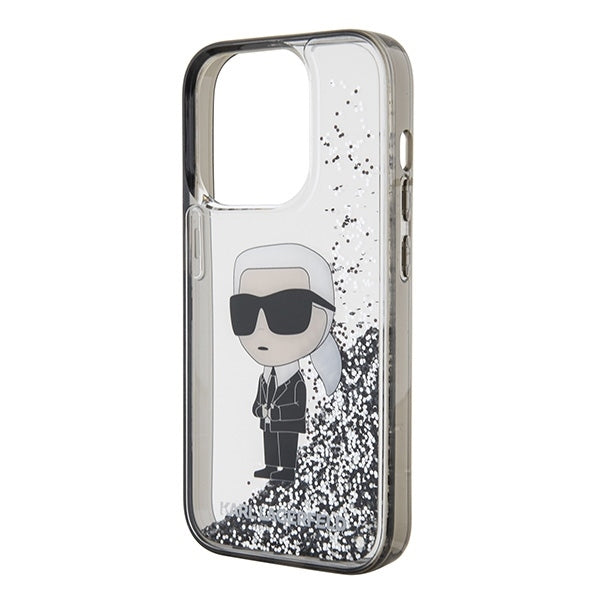 Futrola za Apple iPhone 15 Pro Max, Karl Lagerfeld, Liquid Glitter Ikonik Karl, Transparentna