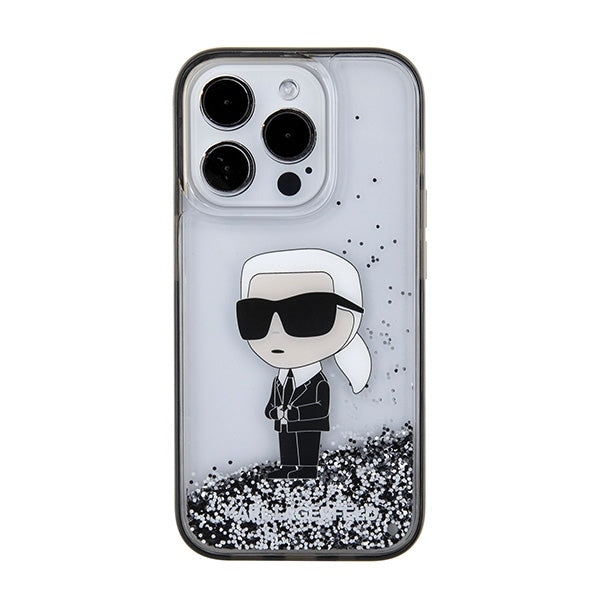 Futrola za Apple iPhone 15 Pro Max, Karl Lagerfeld, Liquid Glitter Ikonik Karl, Transparentna
