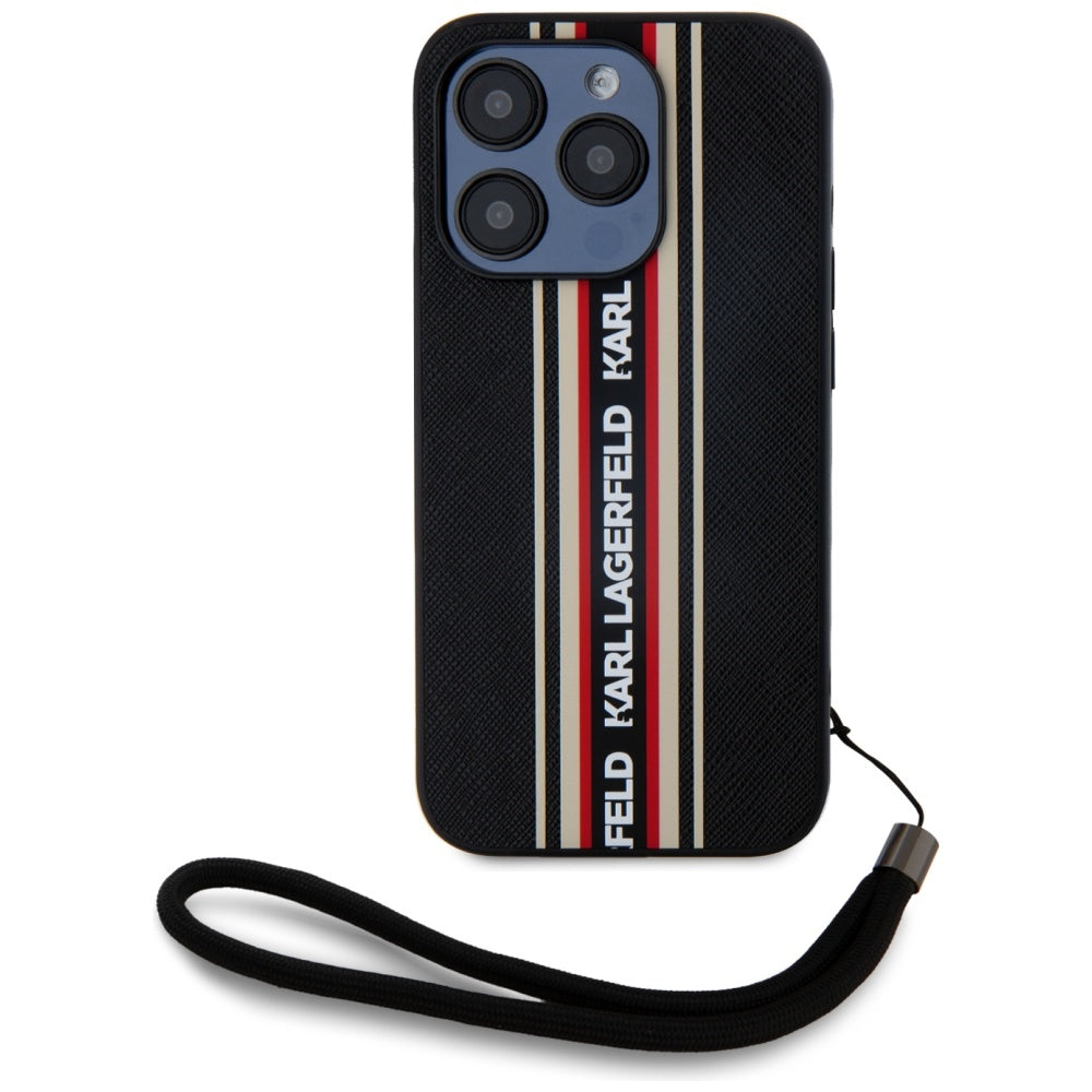 Futrola za Apple iPhone 15 Pro Max, Karl Lagerfeld, Saffiano Athleisure Stripes with Strap, Rosie