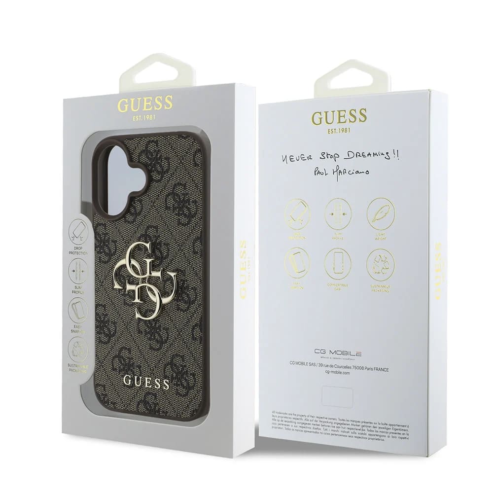 Futrola za Apple iPhone 16, Guess, 4G Big Logo, Braon