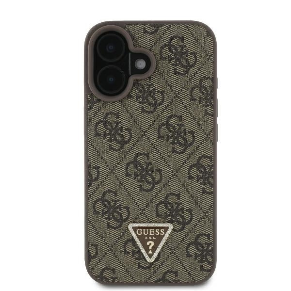 Futrola za Apple iPhone 16, Guess, Crossbody 4G Triangle Strass, Braon