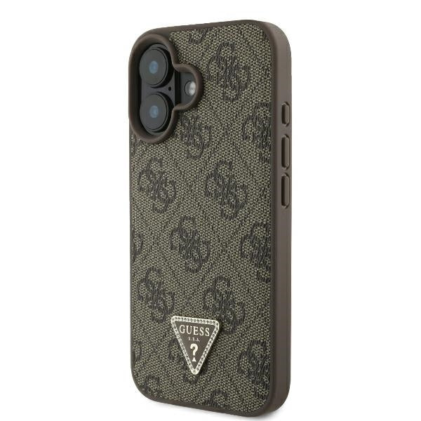 Futrola za Apple iPhone 16, Guess, Crossbody 4G Triangle Strass, Braon