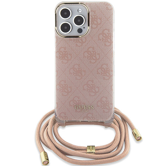 Futrola za Apple iPhone 16, Guess, Crossbody Cord 4G Print, Roze