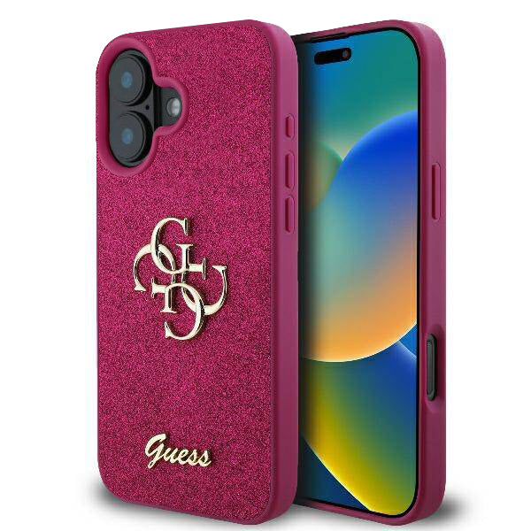 Futrola za Apple iPhone 16, Guess, Fixed Glitter Big 4G, Ljubičasta