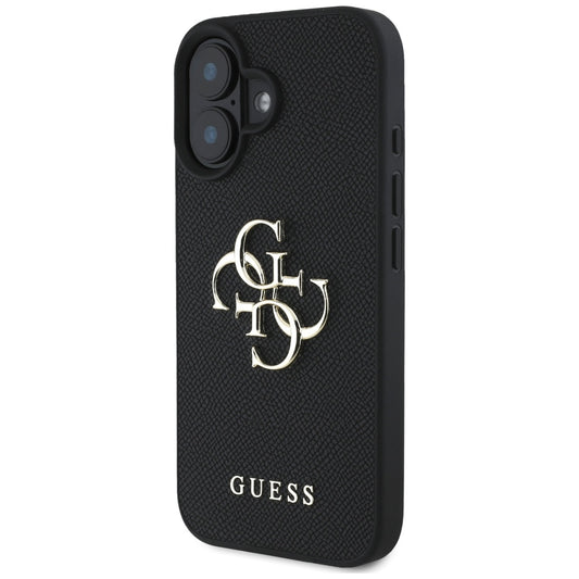Futrola za Apple iPhone 16, Guess, Grained Big 4G Logo Small Classic Logo, Crna