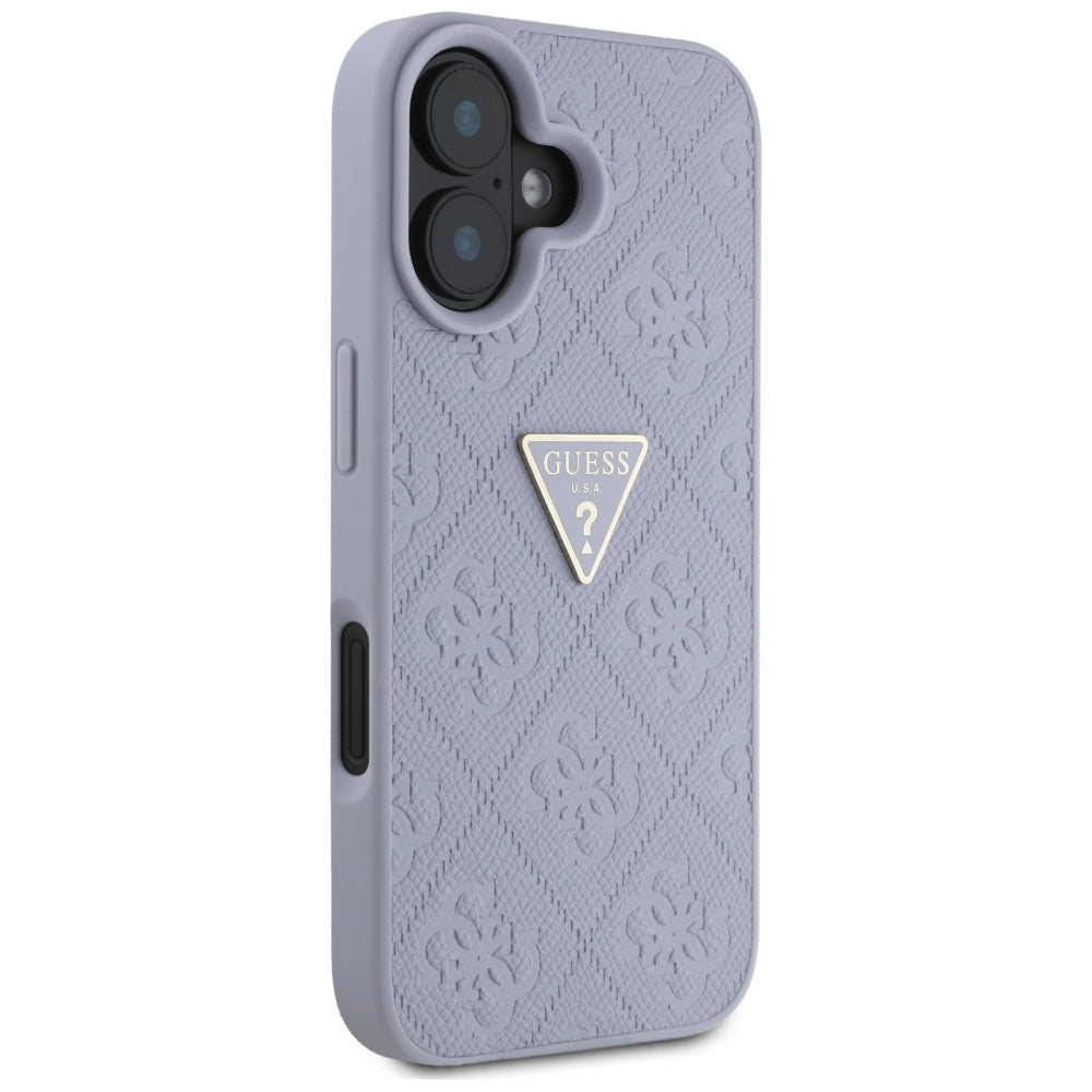 Futrola za Apple iPhone 16, Guess, Hot Stamp 4G Pattern Triangle Logo, Svetlo Ljubičasta