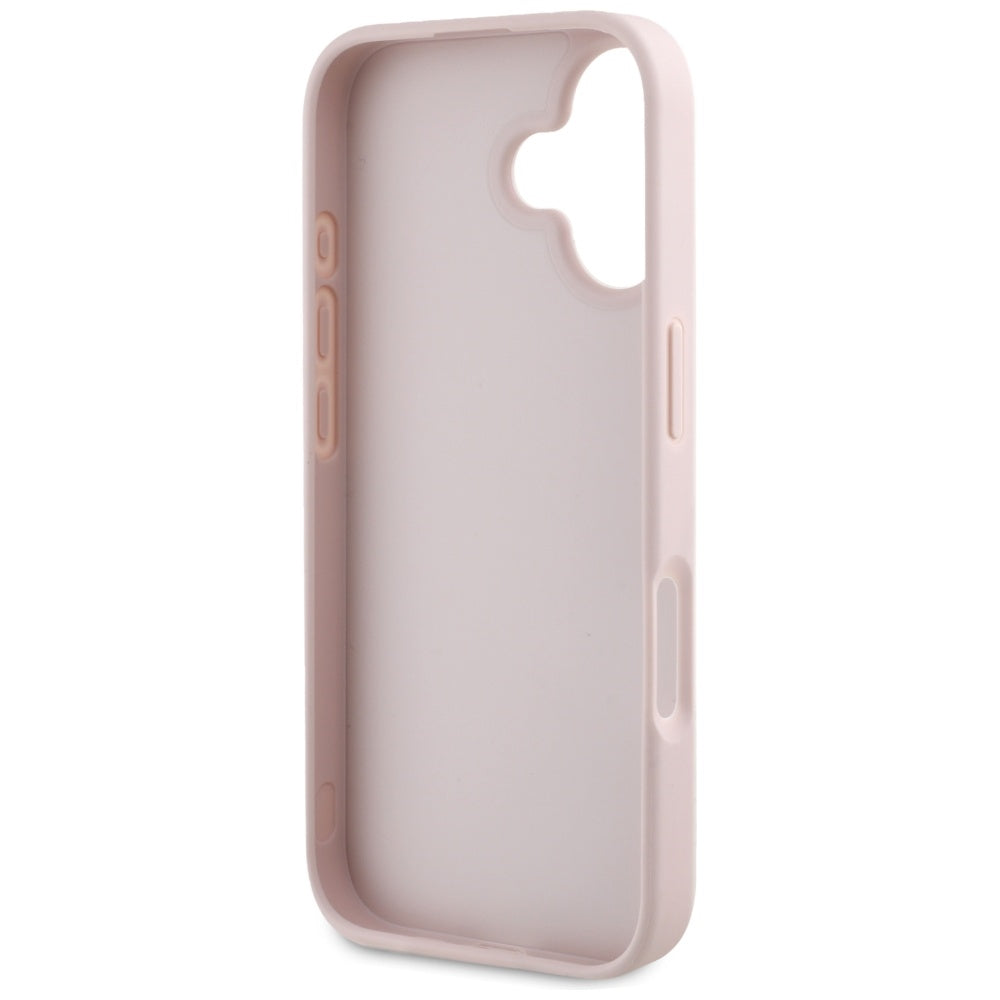 Futrola za Apple iPhone 16, Guess, Hot Stamp 4G Pattern Triangle Logo, Roze