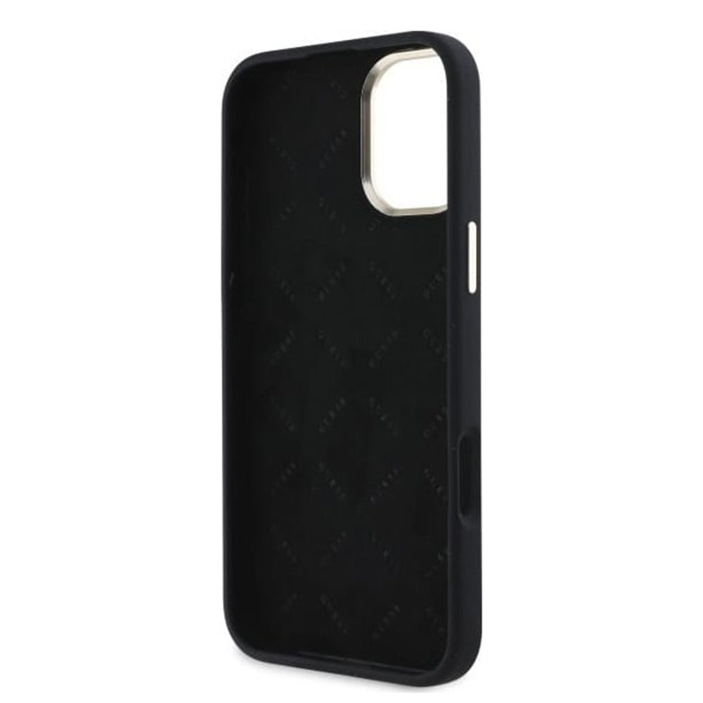 Futrola za Apple iPhone 16, Guess, Logo Strass 4G, Crna