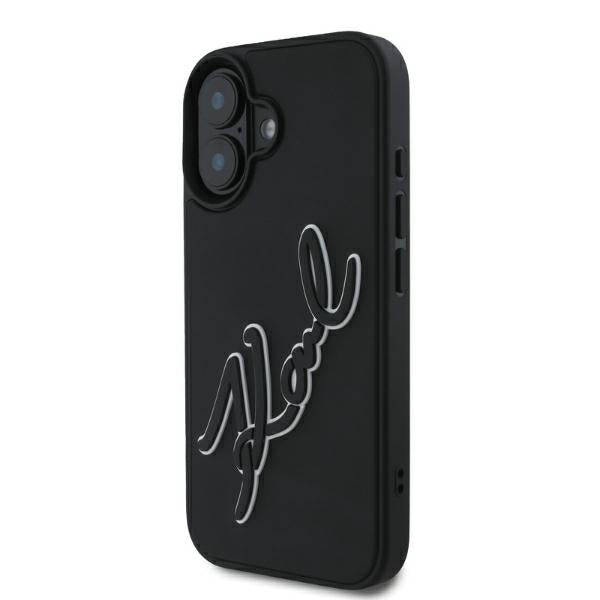 Futrola za Apple iPhone 16, Karl Lagerfeld, 3D Rubber Signature, Crna