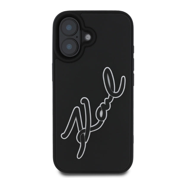 Futrola za Apple iPhone 16, Karl Lagerfeld, 3D Rubber Signature, Crna