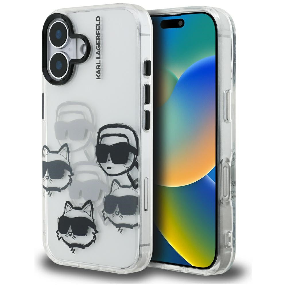 Futrola za Apple iPhone 16, Karl Lagerfeld, IML Luxury Multi Head Pattern, Transparentna