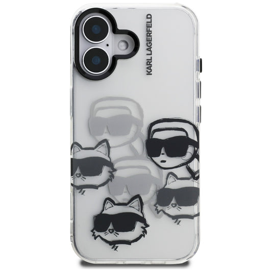 Futrola za Apple iPhone 16, Karl Lagerfeld, IML Luxury Multi Head Pattern, Transparentna