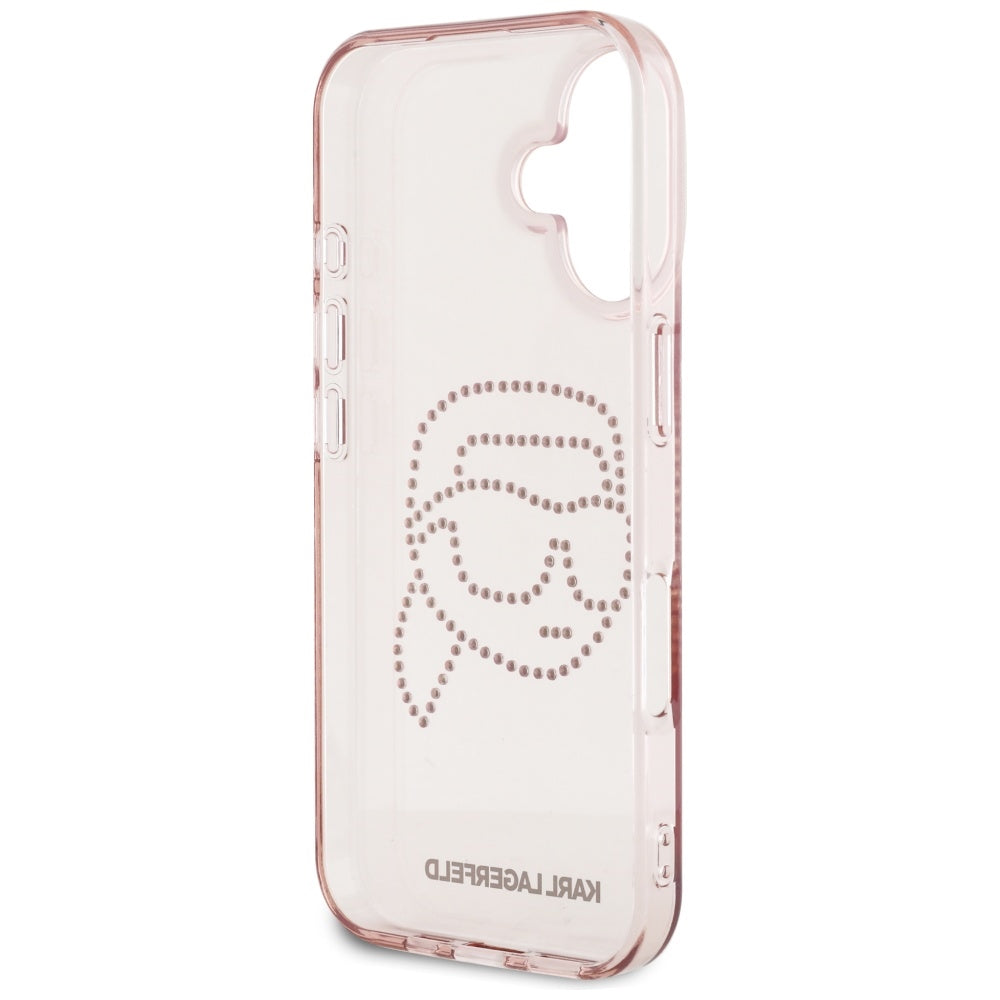 Futrola za Apple iPhone 16, Karl Lagerfeld, IML Rhinestones Karl's Head, Roze
