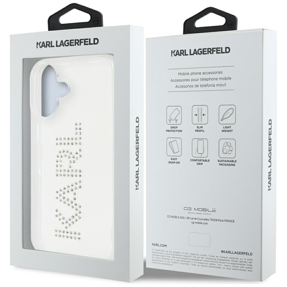 Futrola za Apple iPhone 16, Karl Lagerfeld, IML Rhinestones Transparent Logo, Transparentna
